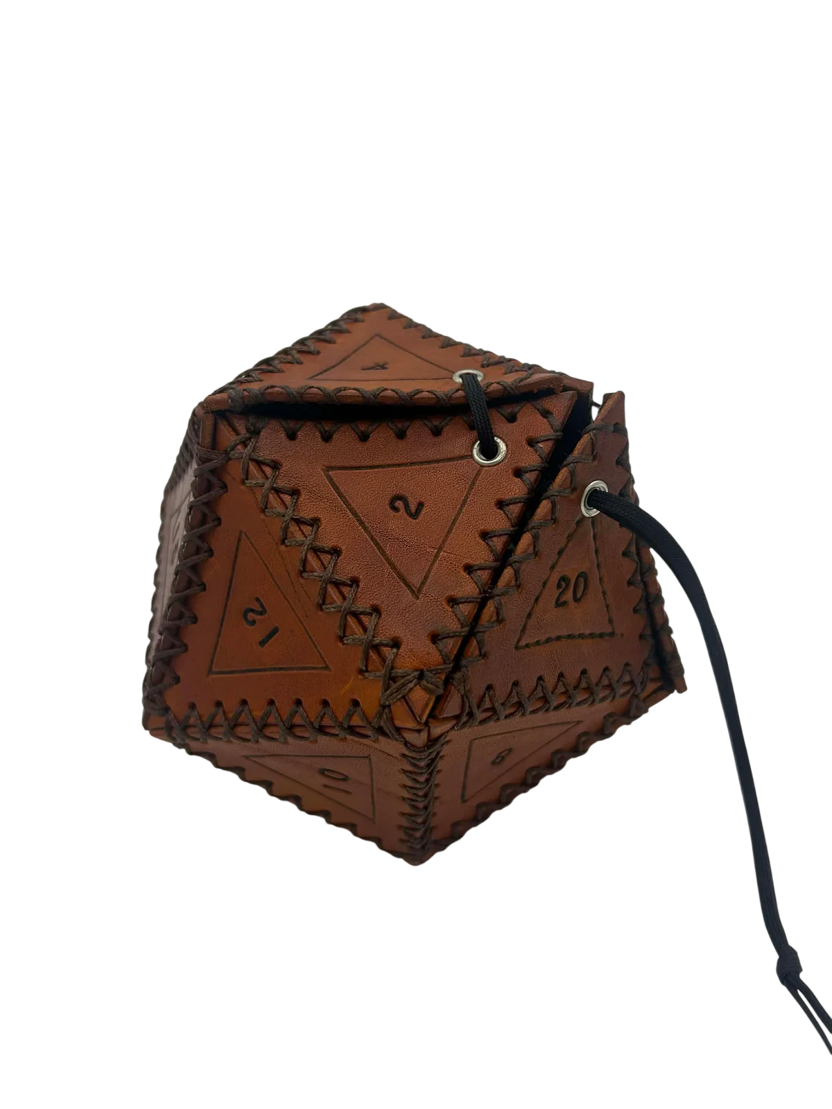 ATD Crafting – Hand-Stitched Leather D20 Dice Bag