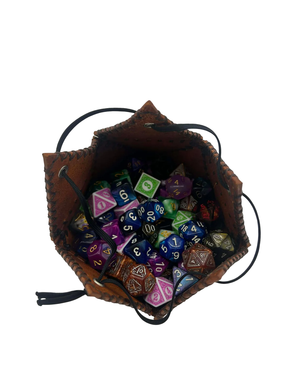 ATD Crafting – Hand-Stitched Leather D20 Dice Bag