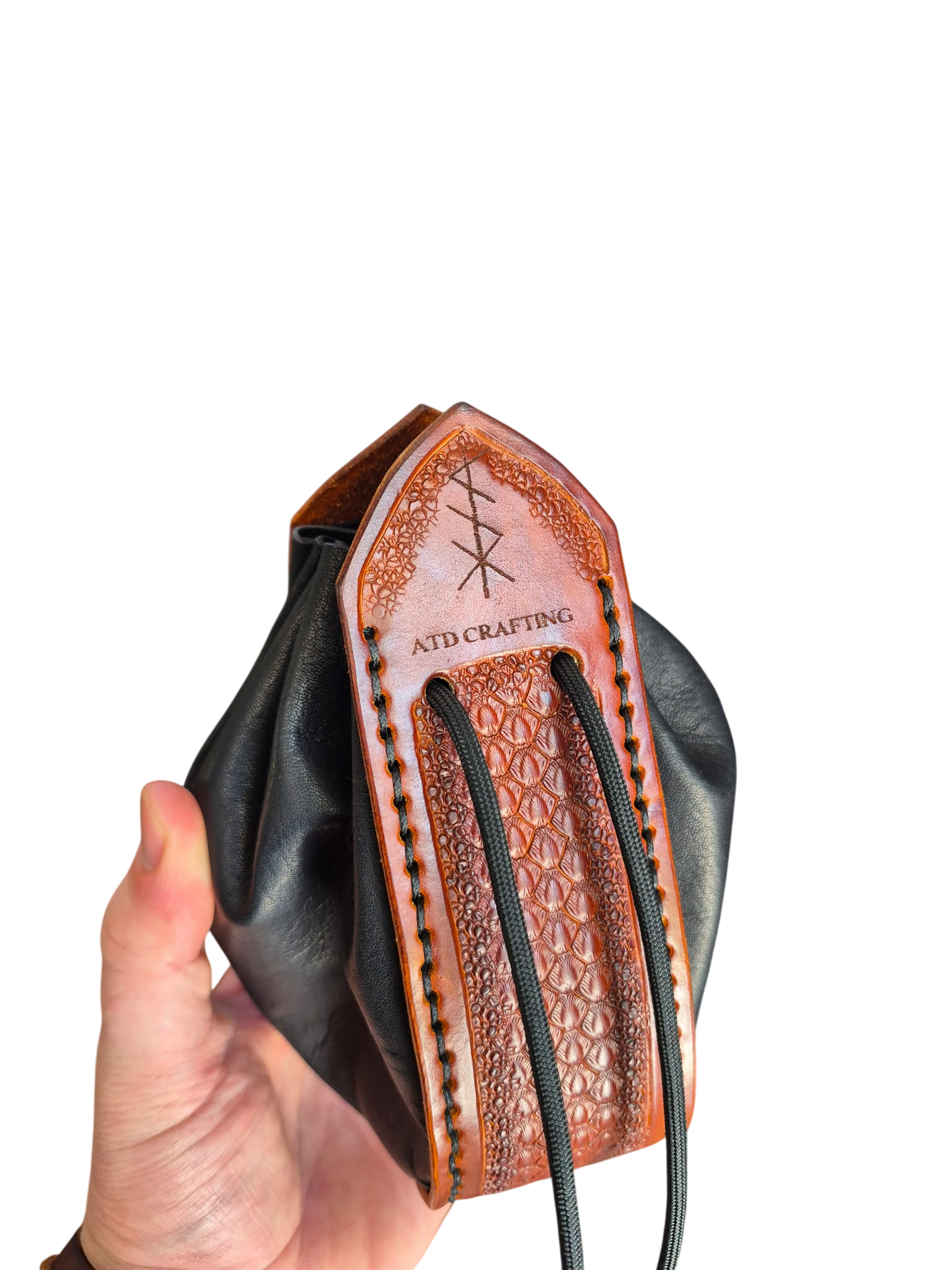 ATD Crafting – Hand-Stitched Leather Dice Bag - Serpent