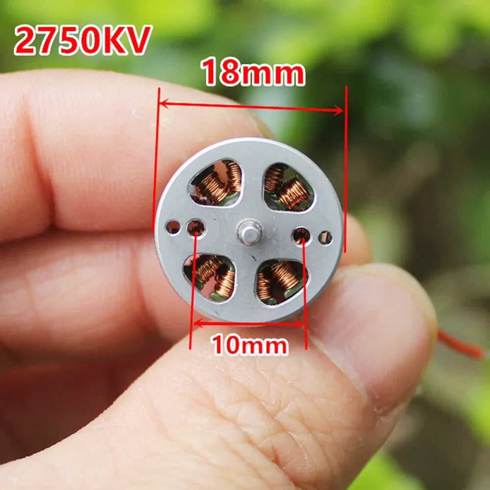 Mini 18mm 3-phase Brushless Motor DC 7.4V 2750KV High Speed 2mm Shaft 2S-3S BLDC