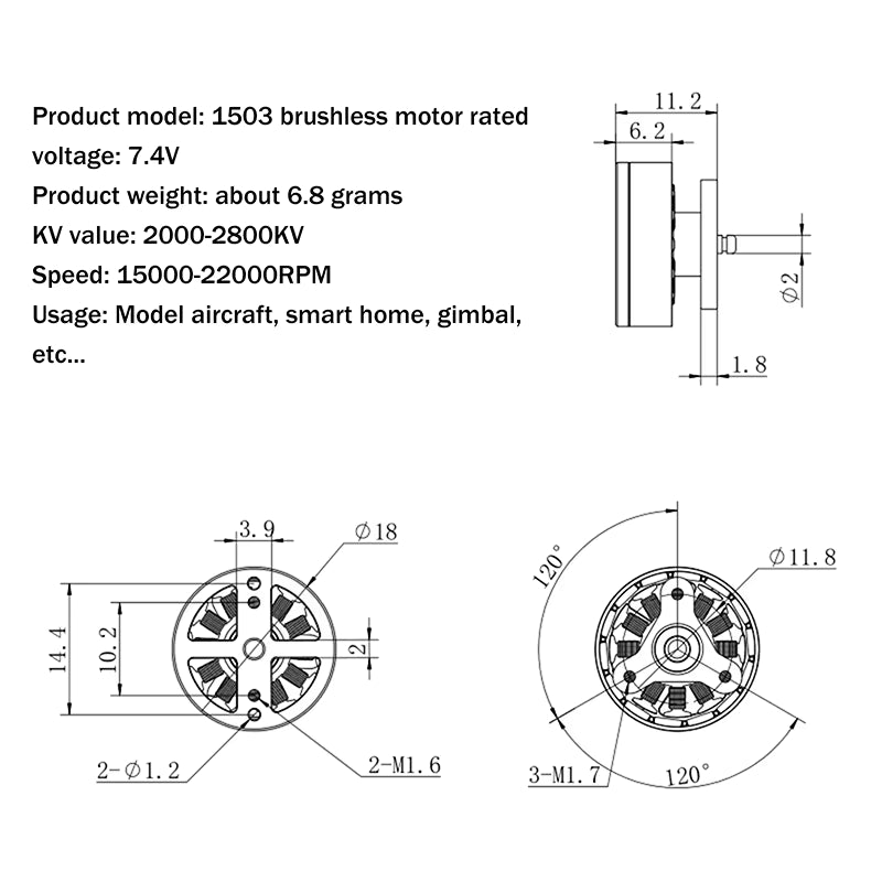 Motor 1503 Brushless Motor RC Electric Motor