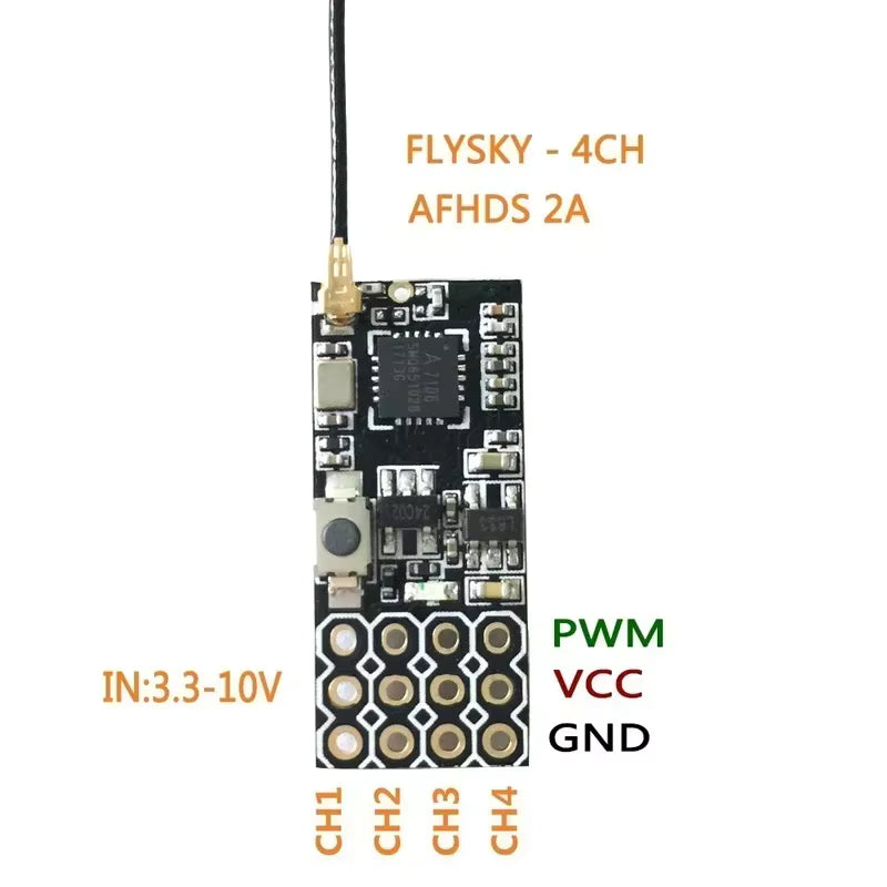FS2A 4CH AFHDS 2A Mini Compatible Receiver - PWM Output for Flysky i6X Transmitter