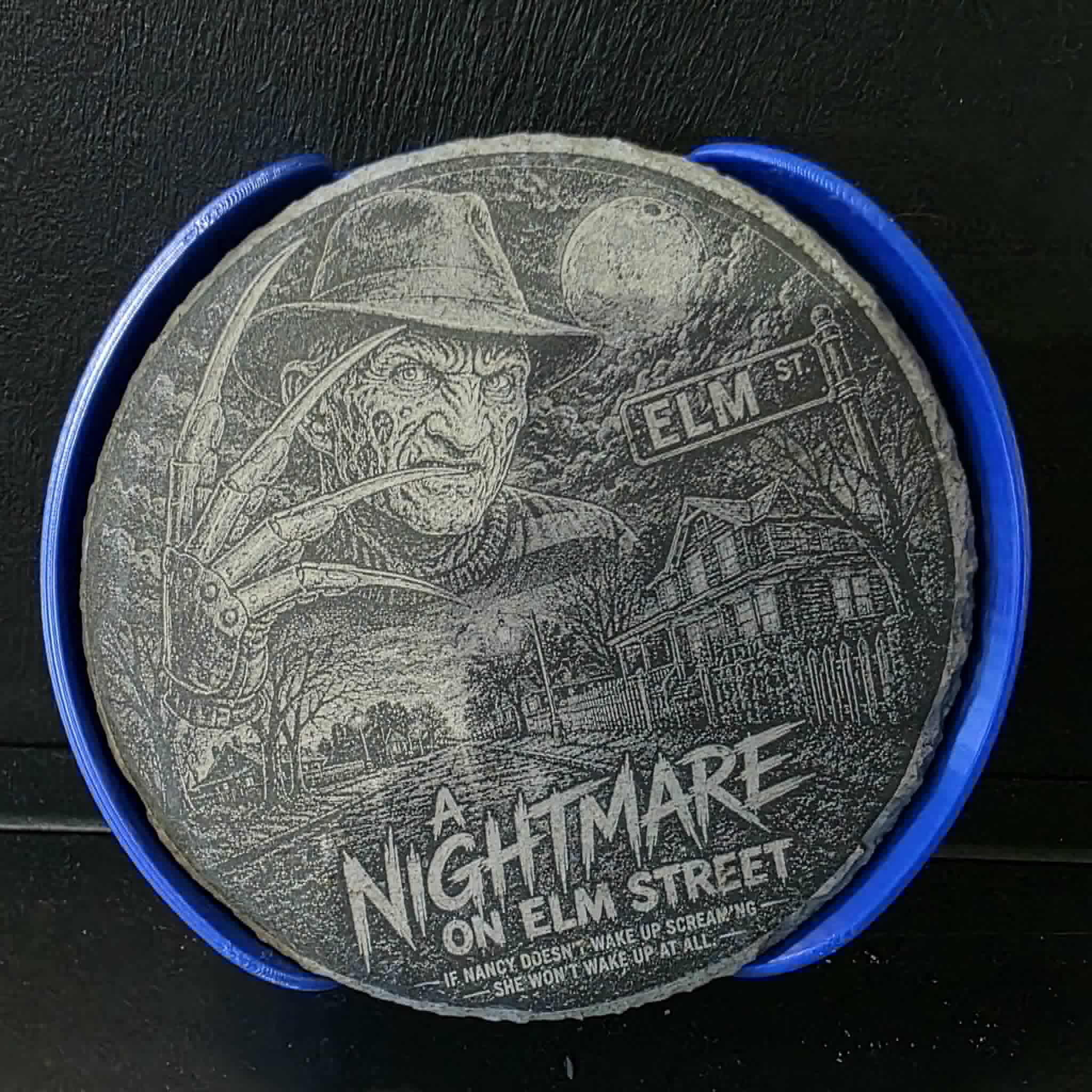 Laser etched slate coasters