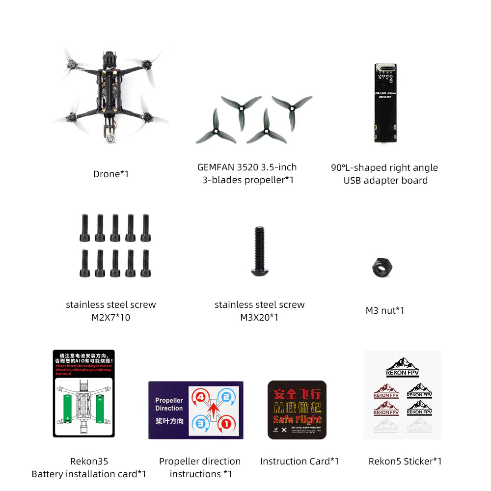 Rekon35 Nano Long Range FPV Drone - SPI ELRS 2.4 - Analog