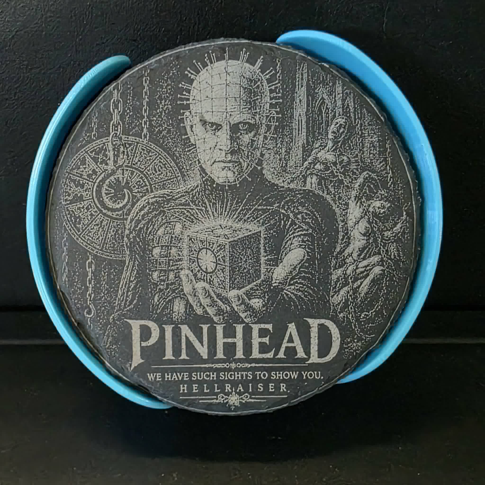 Laser etched slate coasters