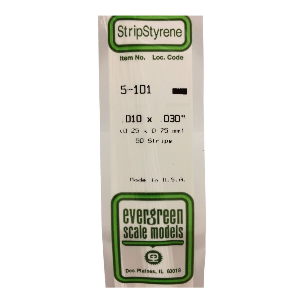 Evergreen 101 Styrene Strip .010 x .030 in (10 Pack)