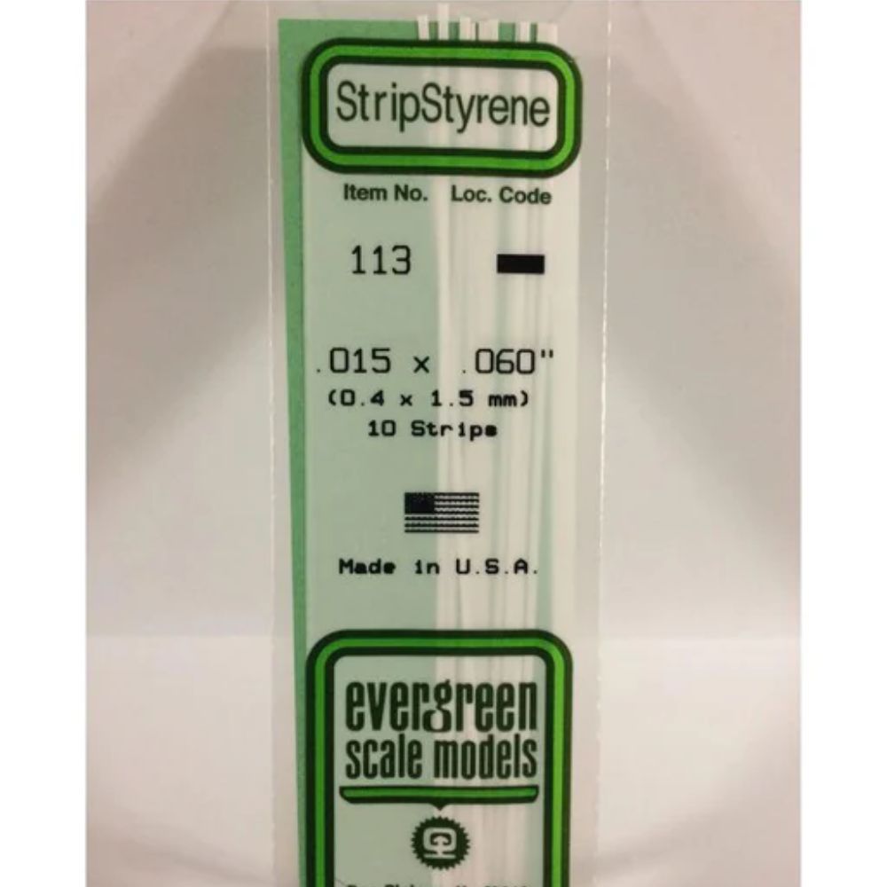 Evergreen 113 Styrene Strip .015 x .060 in (10 Pack)