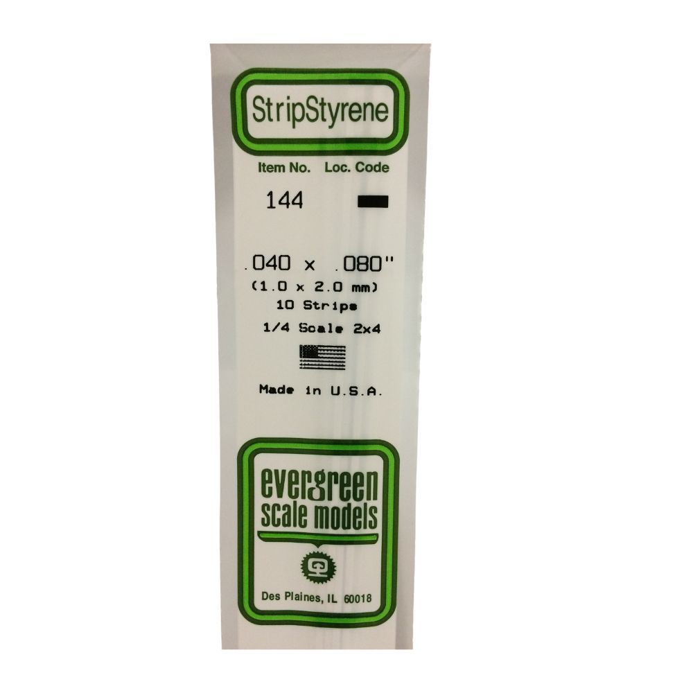 Evergreen 144 Styrene Strip .040 x .080 in (10 Pack)