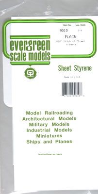 Evergreen 19010 White Styrene Sheet 12 x 24 in, .010 in Thick (15 Pack)
