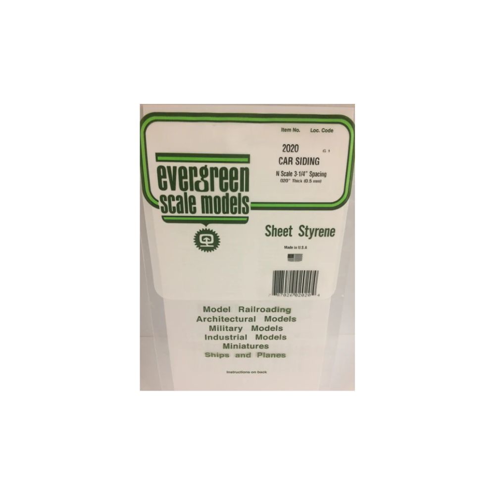 Evergreen 2020 Styrene Car Siding N Scale, 6 x 12 in