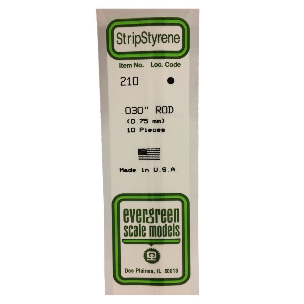 Evergreen 210 Styrene Rod .030 in (10 Pack)