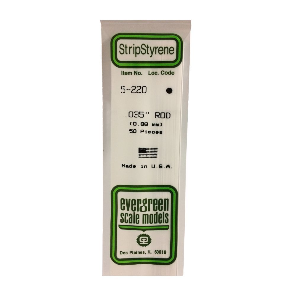 Evergreen 220 Styrene Rod .035 in (10 Pack)