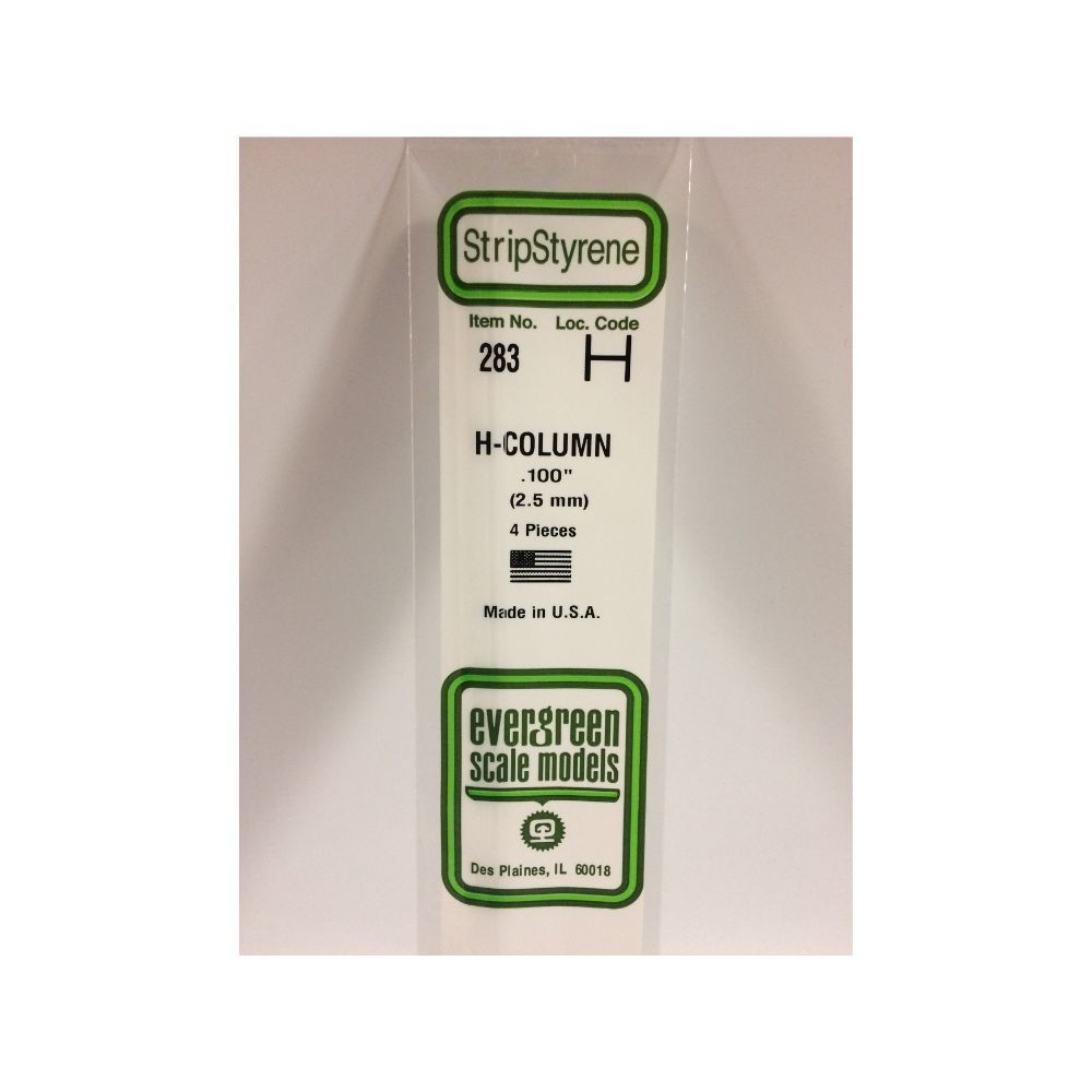 Evergreen 283 Styrene H-Column .100 in (2.5 mm) (4 Pack)