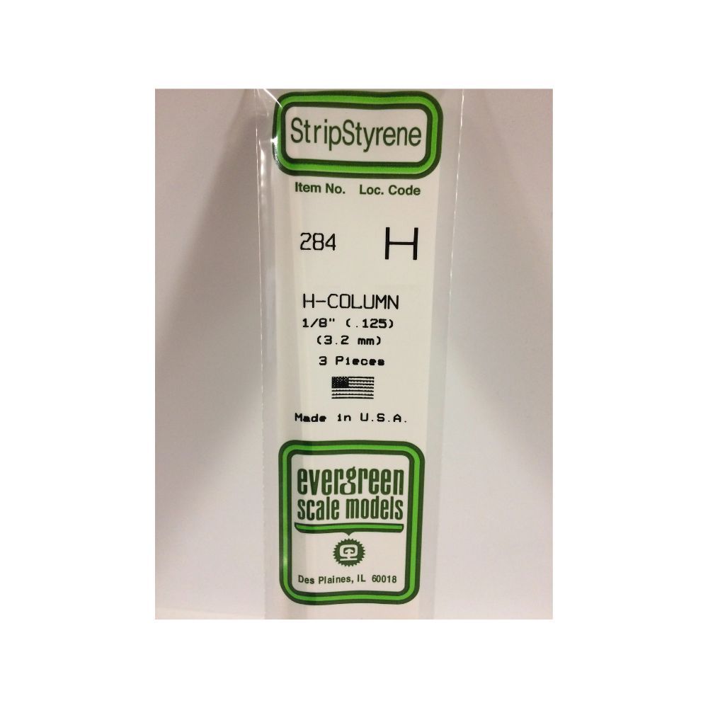 Evergreen 284 Styrene H-Column .125 in (3.2 mm) (3 Pack)