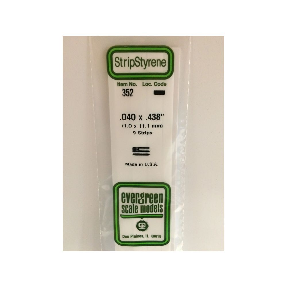 Evergreen 352 Styrene Strip .040 x .438 x 24 in (9 Pack)