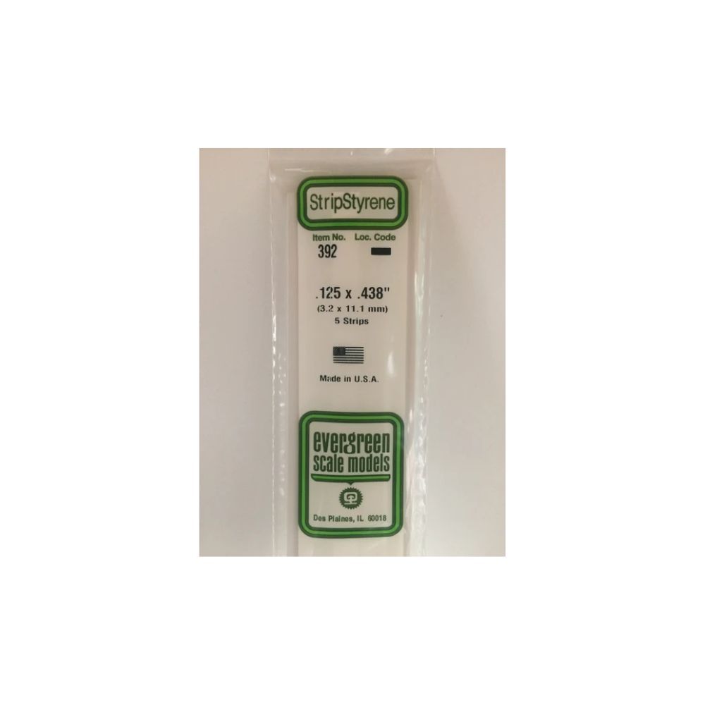 Evergreen 392 Styrene Strip .125 x .438 x 24 in (5 Pack)