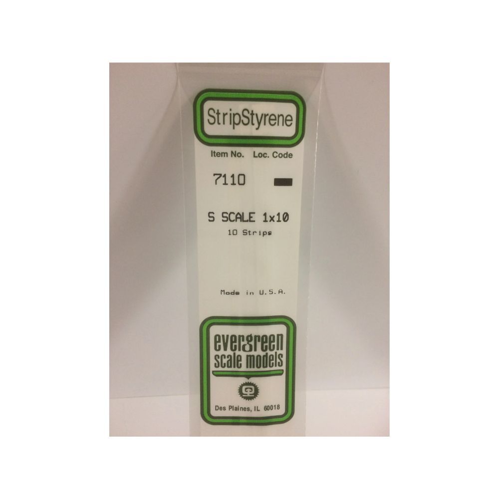 Evergreen 7110 S Scale Styrene Strip 1 x 10 (10 Pack)