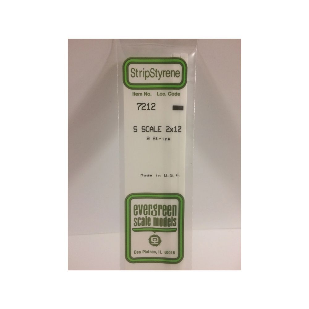 Evergreen 7212 S Scale Styrene Strip 2 x 12 (9 Pack)