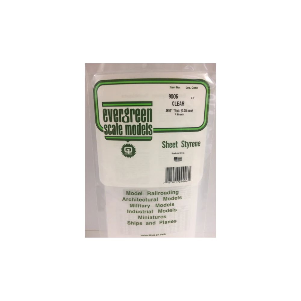 Evergreen 9006 Clear Styrene Sheet 6 x 12 in, .010 in Thick (2 Pack)