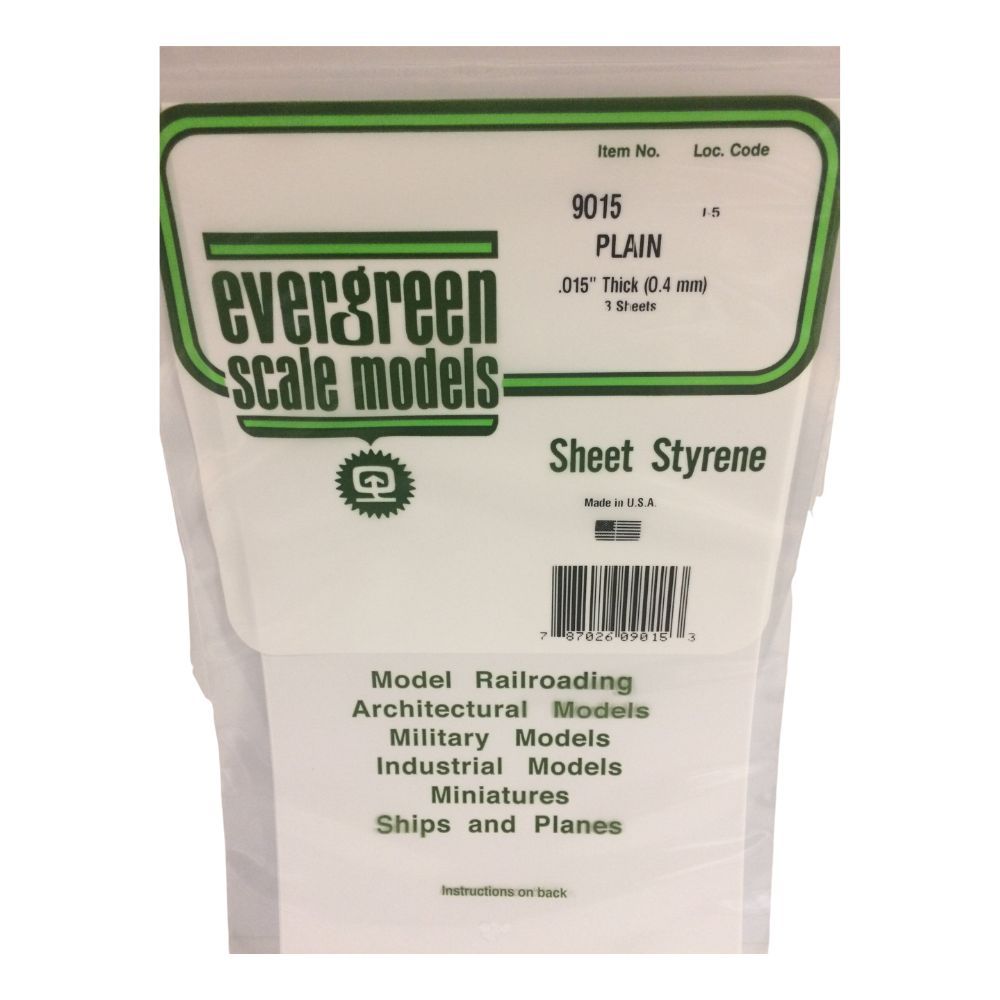 Evergreen 9215 White Styrene Sheet 11 x 14 in, 0.38 mm Thick (12 Pack)