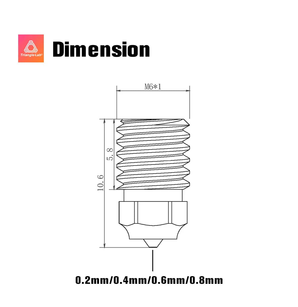 Anycubic M6 Bi Metal Nozzle for TZ 1.0, 2.0, 3.0 style hotends
