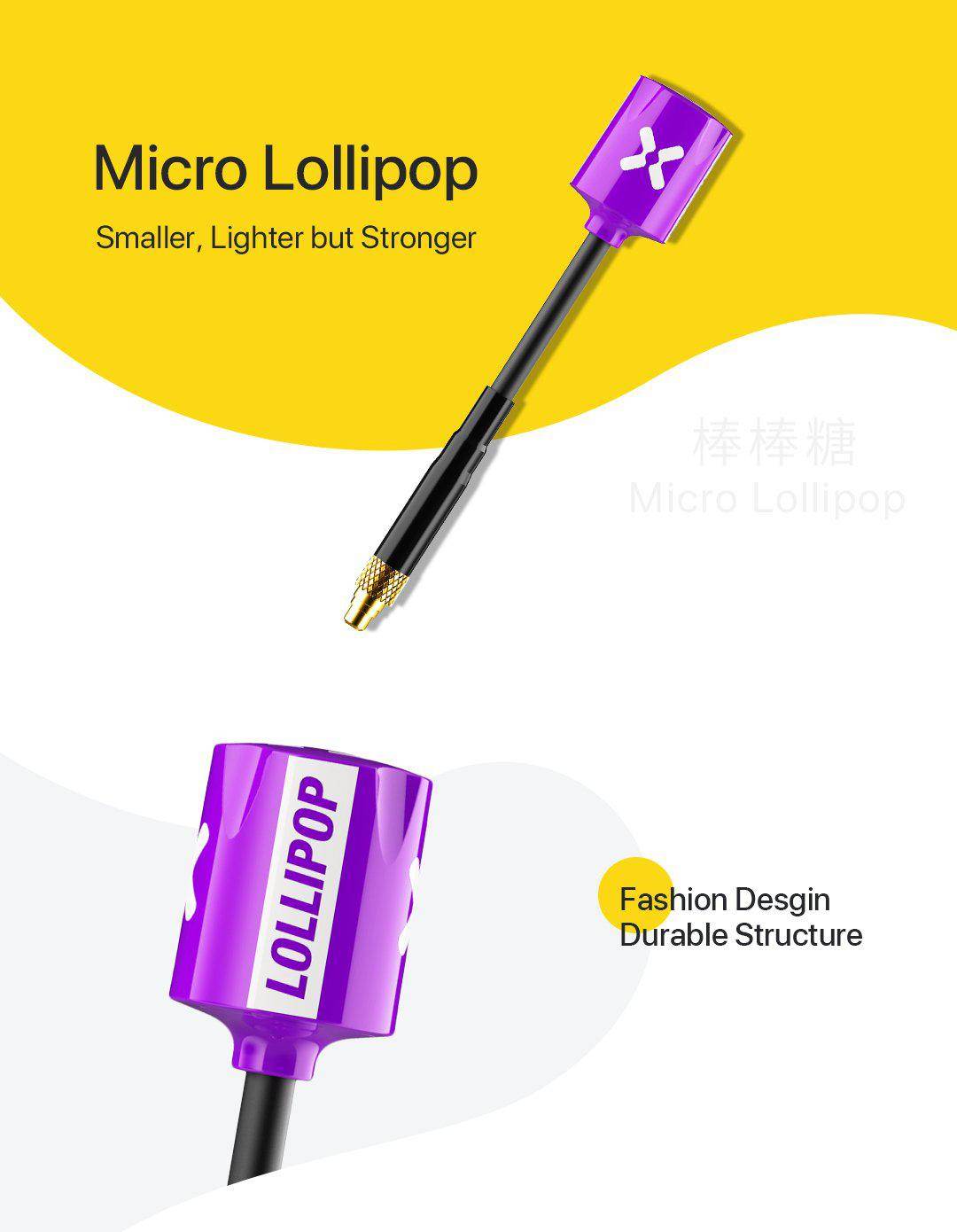Foxeer 5.8G Micro Lollipop RHCP 2.5dBi High Gain Super Tiny FPV Omni Antenna - Rising Sun FPV