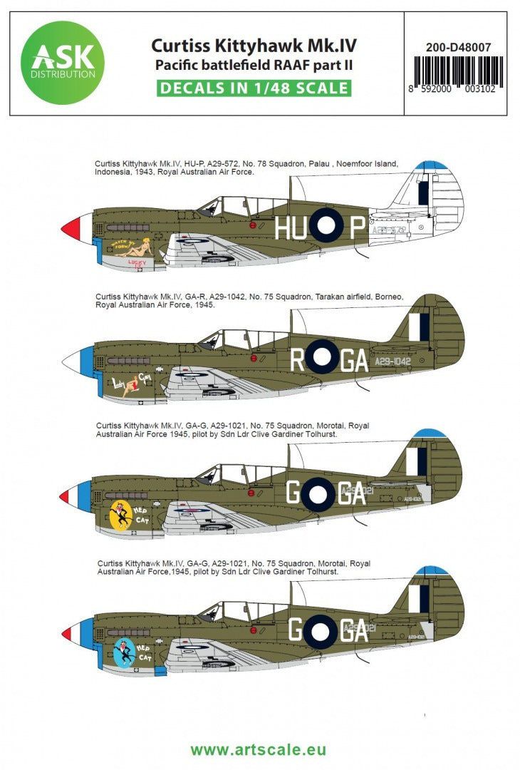 Curtiss Kittyhawk Mk.IV Pacific Battlefield RAAF Part II (Decal)