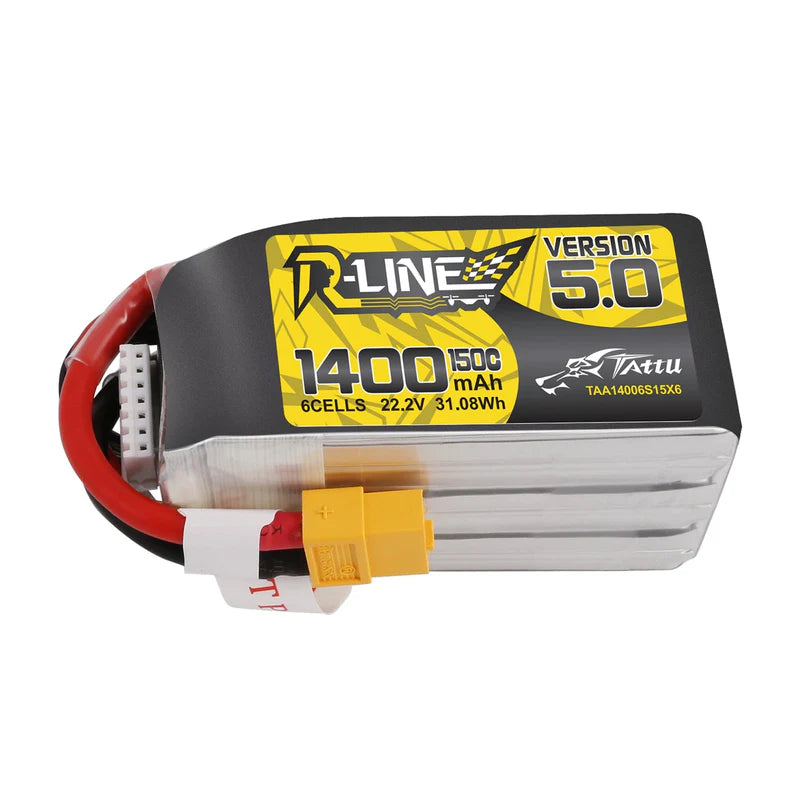 Tattu R-Line Version 5.0 1400mAh 22.2V 150C 6S1P Lipo Battery Pack With XT60 Plug - Rising Sun FPV