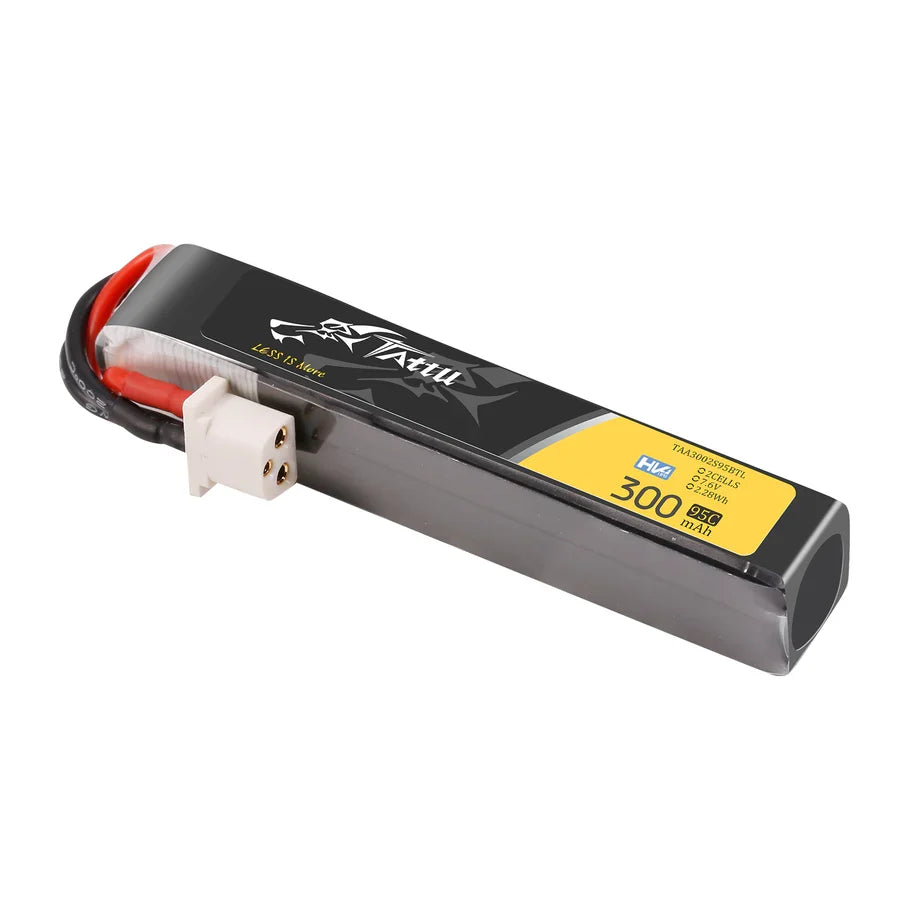 Tattu 300mAh 2S 95C 7.6V HV Lipo Battery - Long with BT3.0 Plug