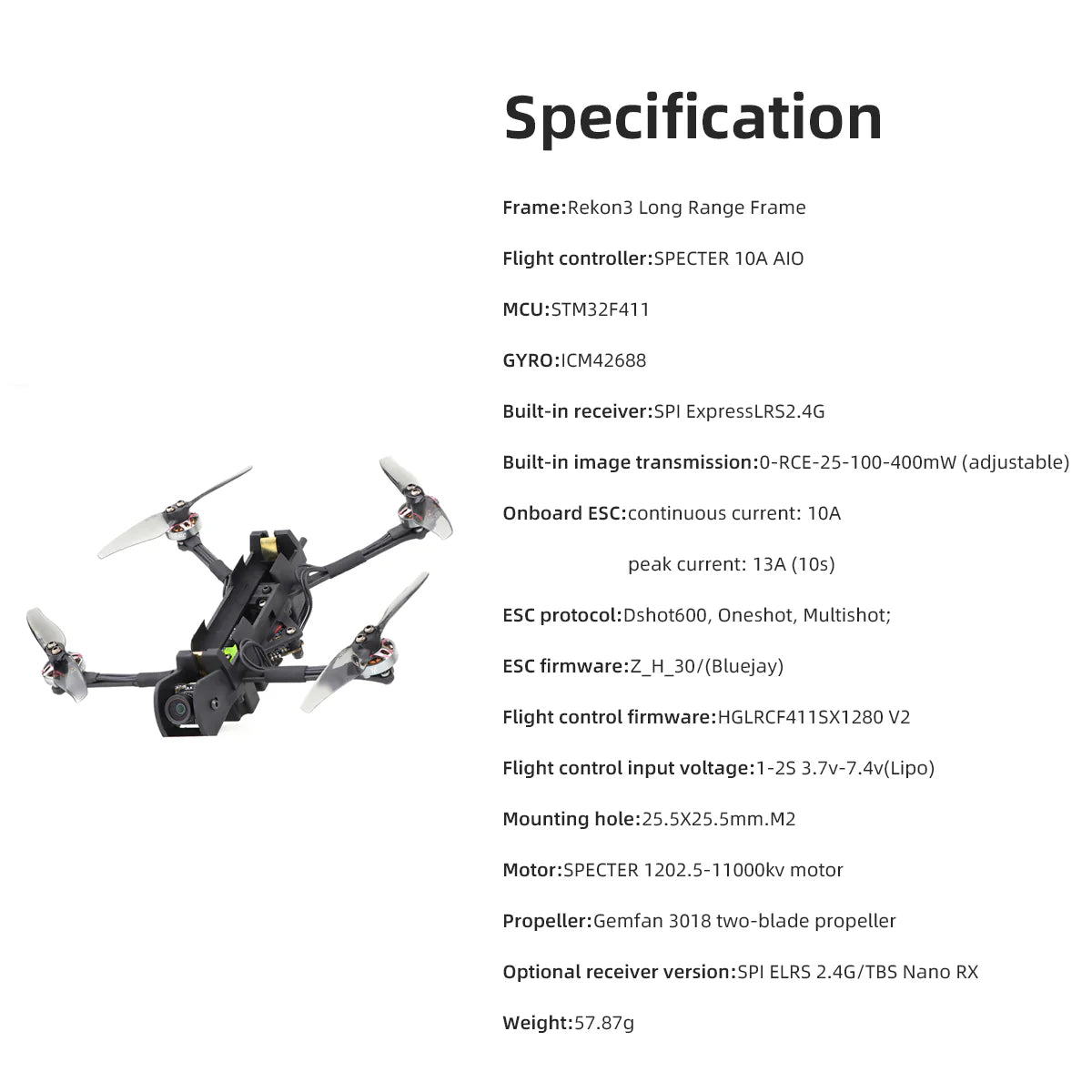 Rekon 3 Nano Long Range FPV Quad - SPI ELRS 2.4