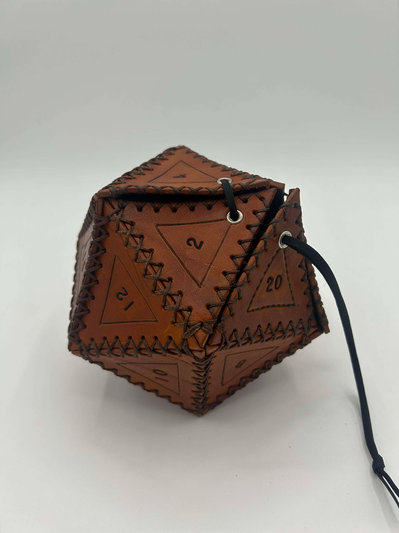 ATD Crafting – Hand-Stitched Leather D20 Dice Bag