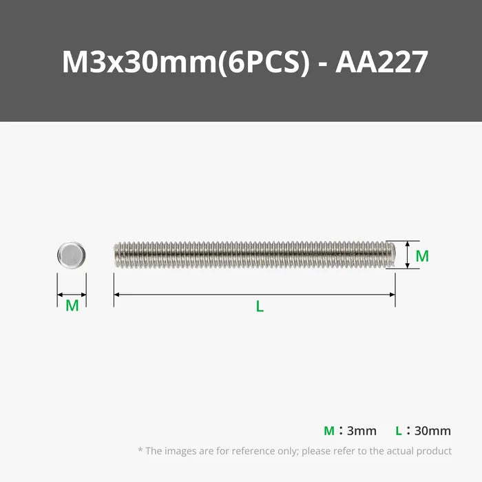 Bambu Lab M3 Carbon Steel Full-Thread Rod (6PCS)