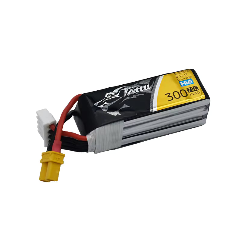 TATTU 11.4V/3S 300mAh 75C LiPo Battery with XT30 Plug