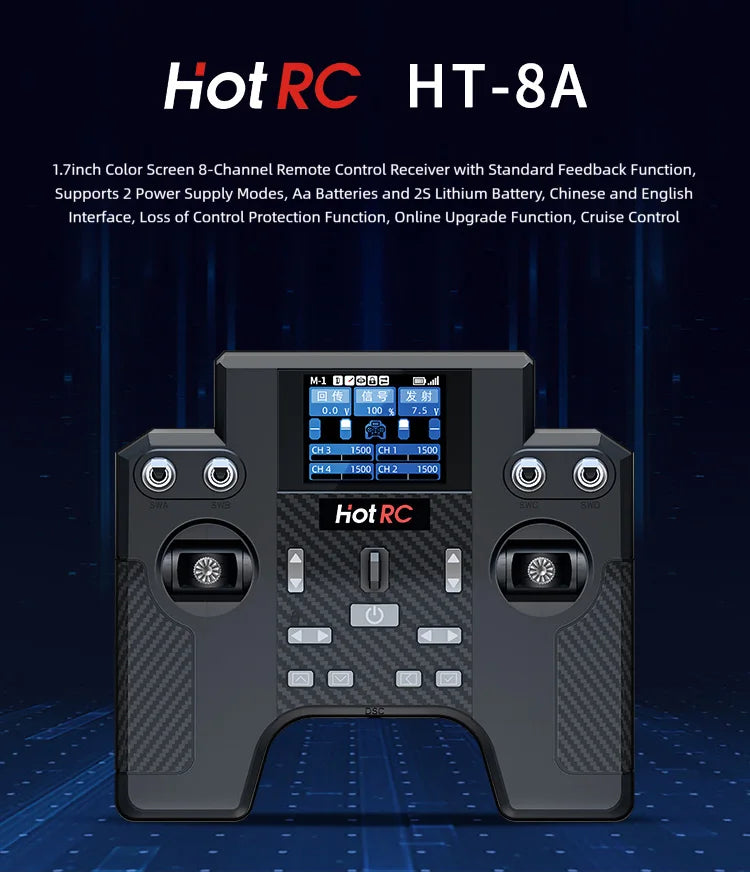 Hotrc HT-8A 2.4G 8CH Transmitter HT8A Remote Control with F-08A Receiver