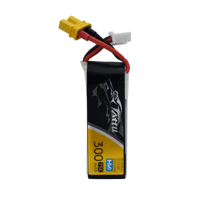 TATTU 11.4V/3S 300mAh 75C LiPo Battery with XT30 Plug