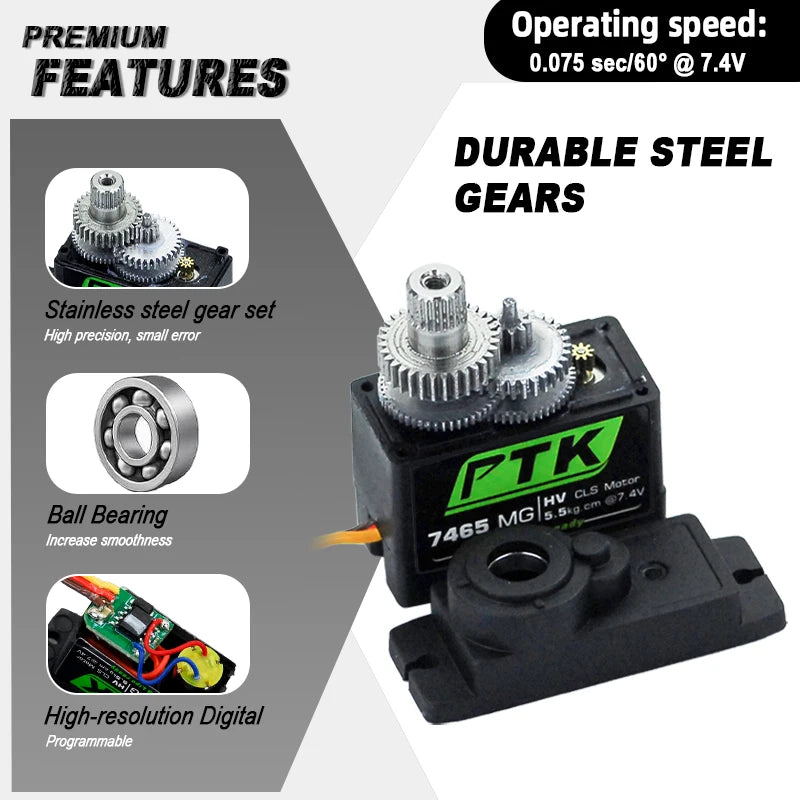 PTK 7465W MG 9g digital servo Metal gear waterproof HV 5kg/cm2