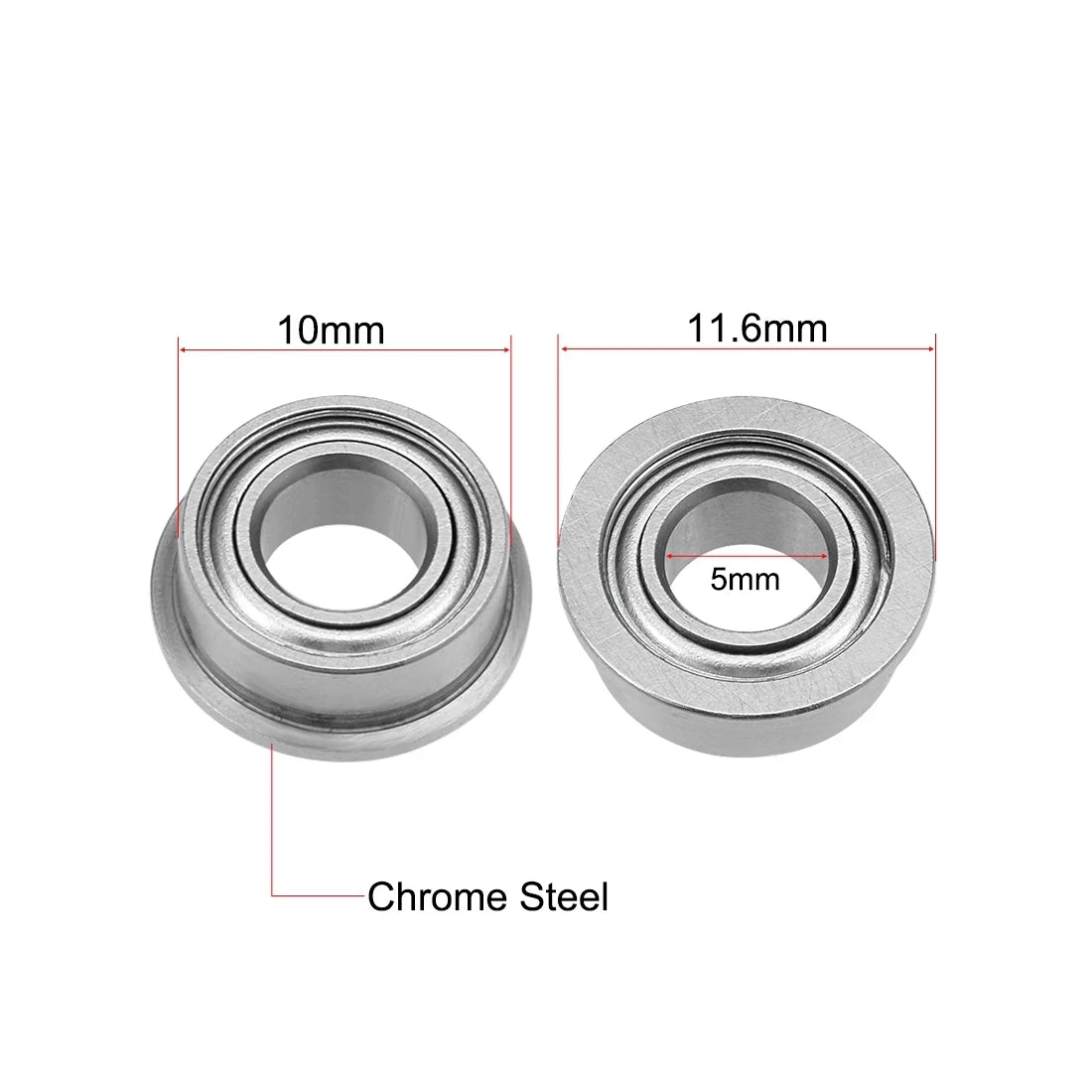 MF105zz Deep Groove Flange Ball Bearings 5x10x4mm