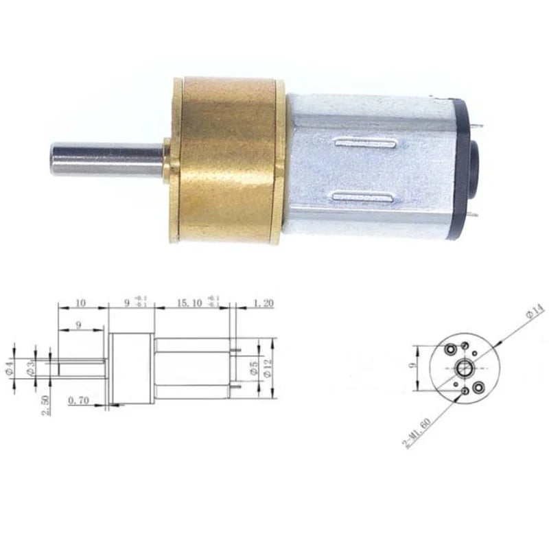 N20 12V Micro Speed Gear Motor 600 RPM Reduction Gear Motor Electric Metal Gear Reducer Motor for RC Car or Combat Robot