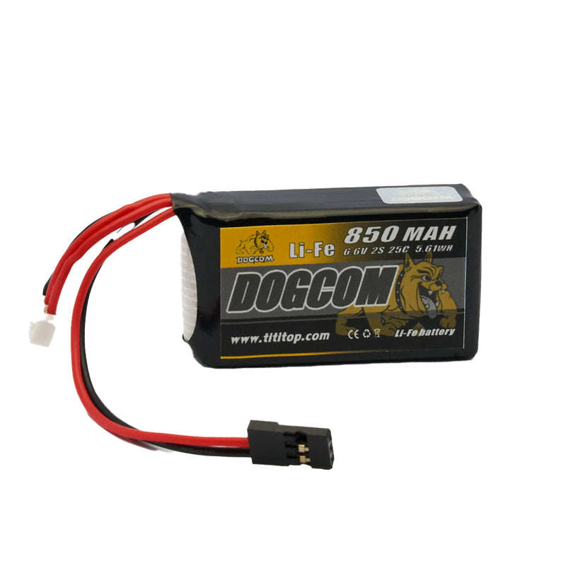 Dogcom 25C 2S 850mAh 7.4V LifePO4 Battery JR Plug