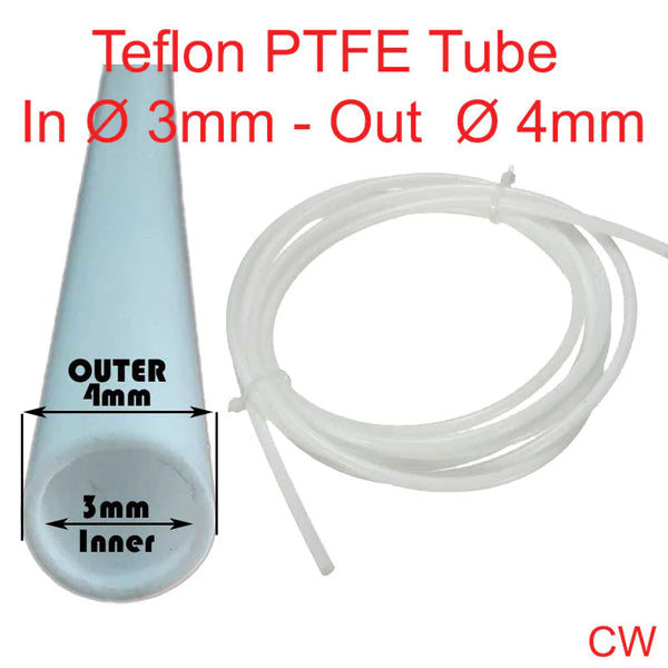 Teflon PTFE Bowden Tube (3mm ID x 4mm OD)