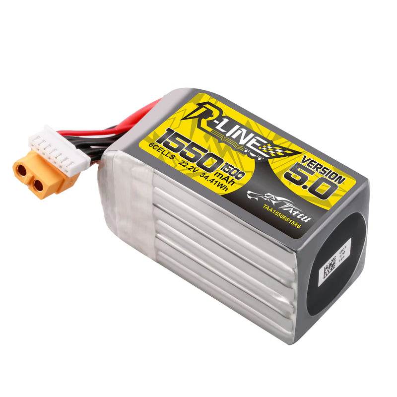 Tattu R-Line Version 5.0 1550mAh 22.2V150C6S1PLipo BatteryPack With XT60 Plug - Rising Sun FPV