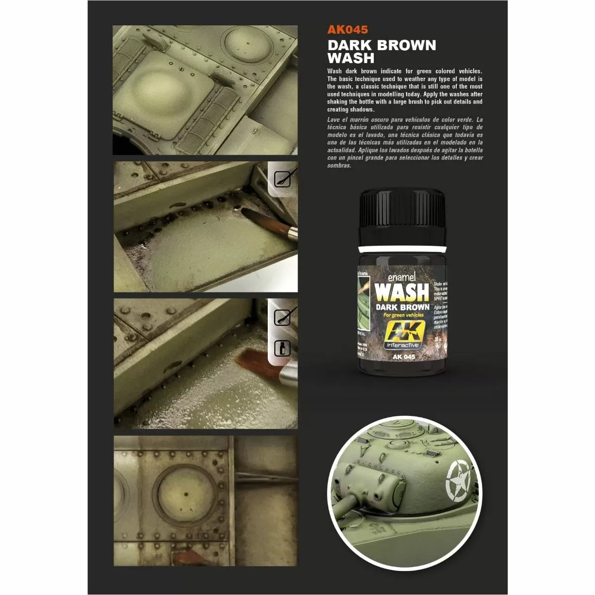 AK Interactive - Weathering Products - Dark Wash For Green Vehicles 35ml
