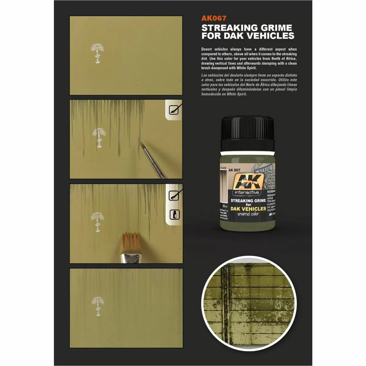 AK Interactive - Weathering Products - Streaking Grime for Afrika Korps Vehicles 35ml