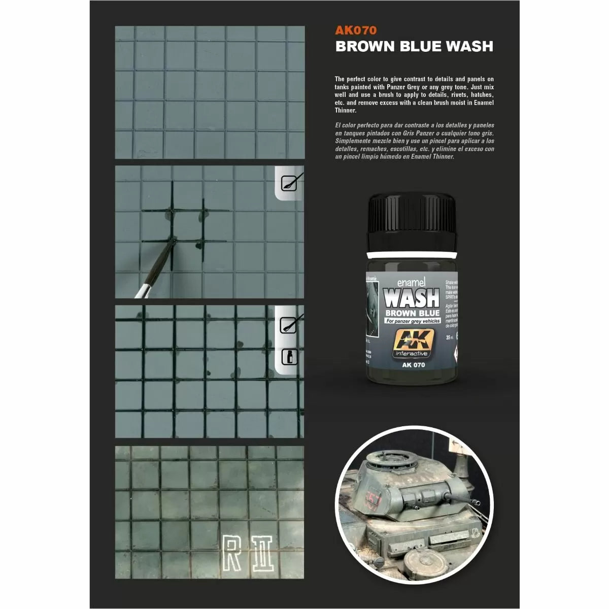 AK Interactive - Weathering Products - Wash For Panzer Grey 35ml