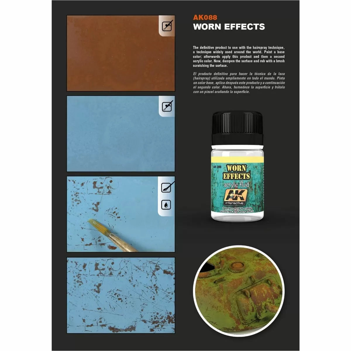AK Interactive - Weathering Products - Worn Effects Acrylic Fluid 35ml