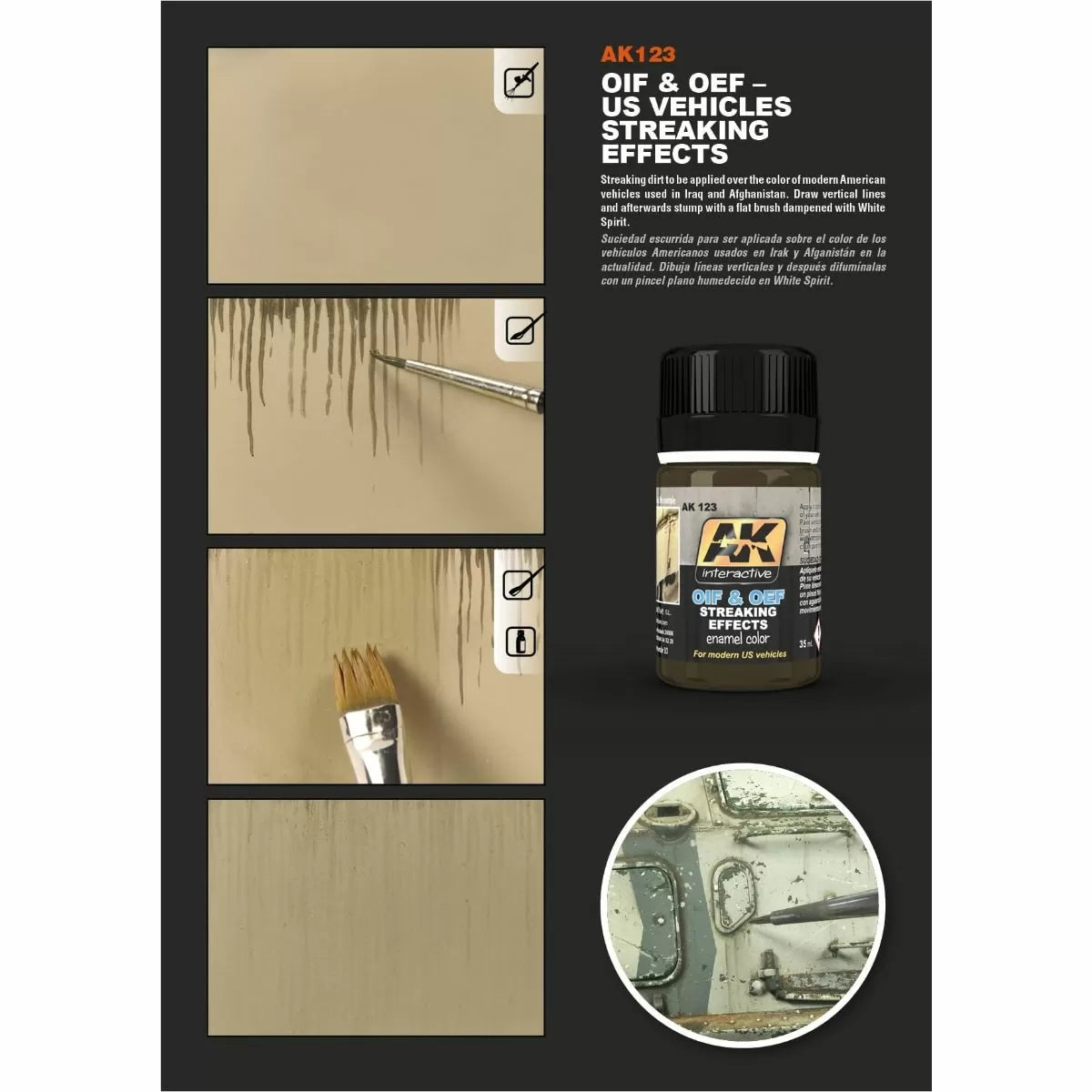 AK Interactive - Weathering Products - Oif & Oef - US Vehicles Streaking Effects 35ml