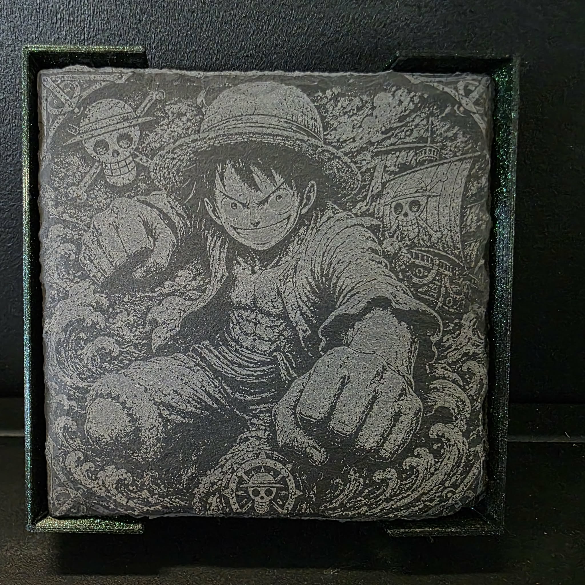 Laser etched slate coasters
