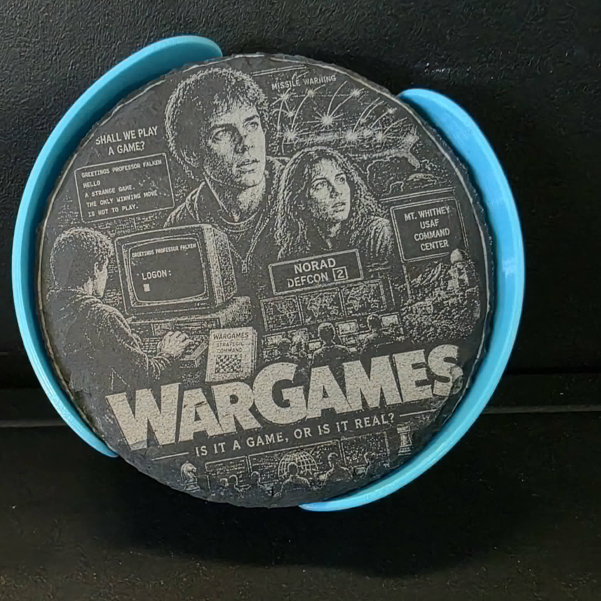 Laser etched slate coasters