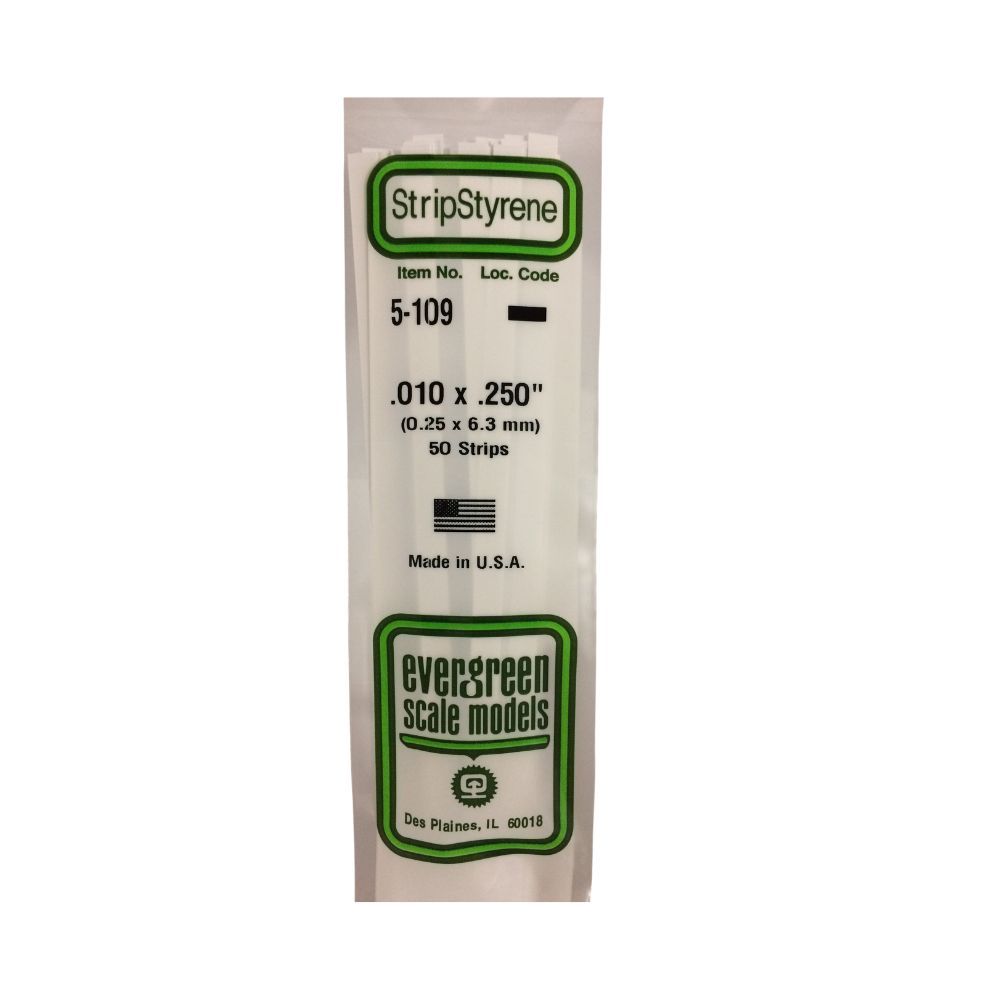 Evergreen 109 Styrene Strip .010 x .250 in (10 Pack)