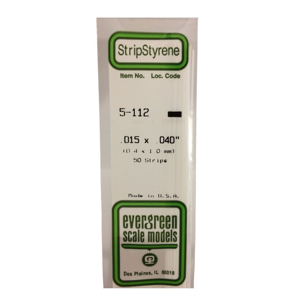 Evergreen 112 Styrene Strip .015 x .040 in (10 Pack)